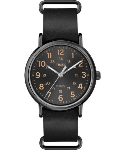A black leather strap and that simple Timex dial create the ideal happy medium for the rest of this outfit.